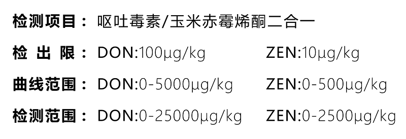 嘔吐毒素和玉米赤霉烯酮二合一檢測卡檢測參數 嘔吐毒素和玉米赤霉烯酮二合一檢測卡檢測參數